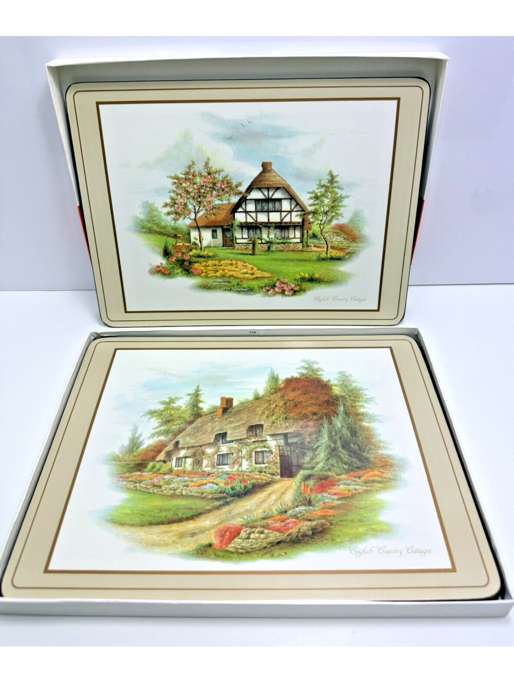 Vtg Pimpernel Placemats English Cottages Corkboard 12" x 9"Cottagecore Cabin